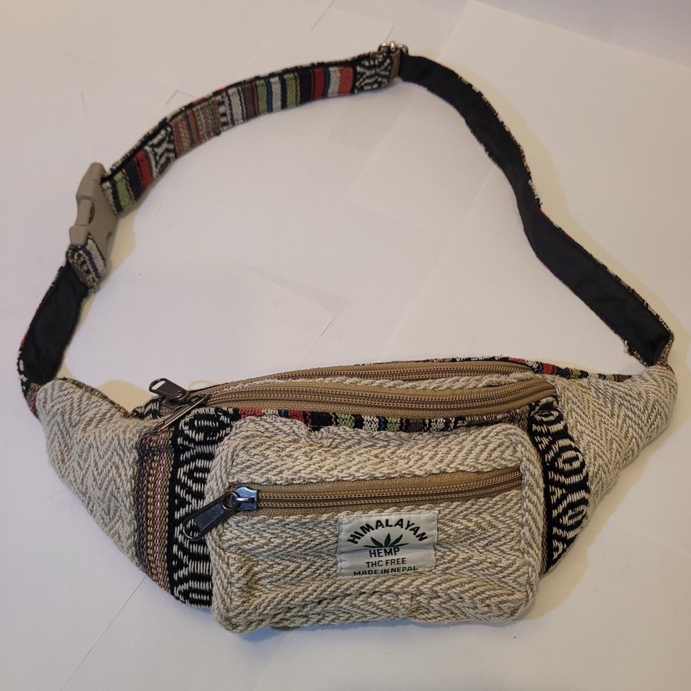 Himalayan‎ Hemp Money Belt Fanny Pack Waist Bag Handmade Nepal Travel Festival